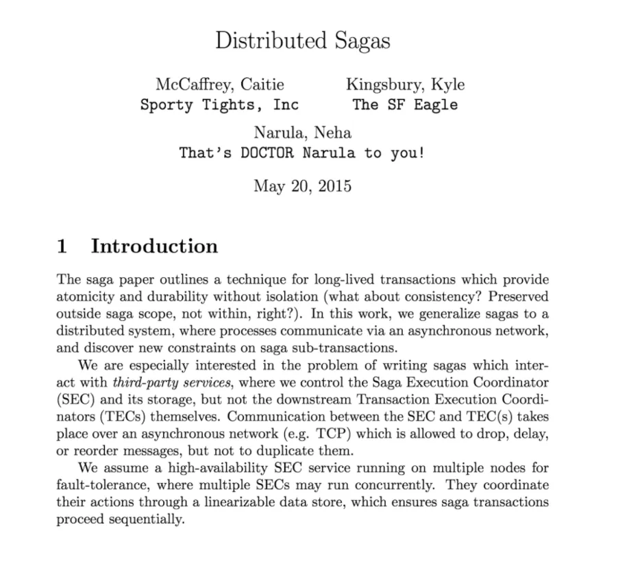 Distributed Sagas